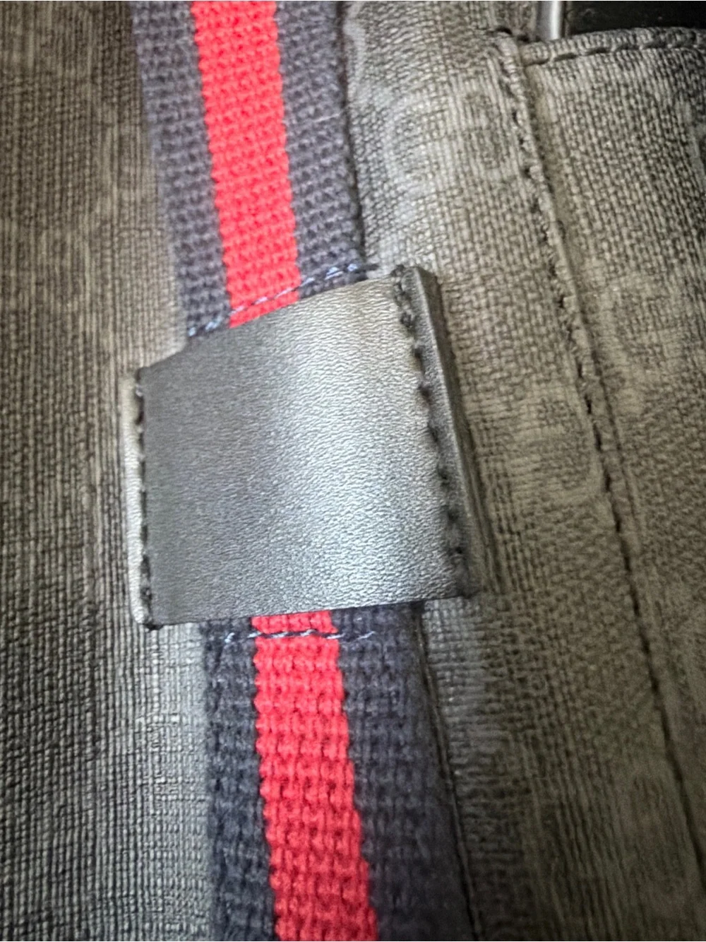 Gucci Black GG Canvas Backpack with Red and Blue Web Straps